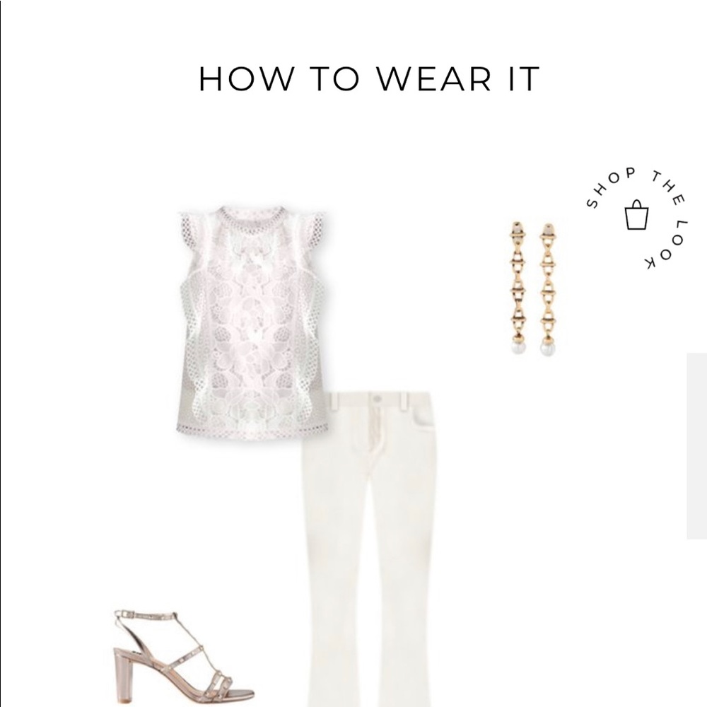 White House Black market Ruffle & Lace Sleeveless Top 6 - Picture 10 of 11